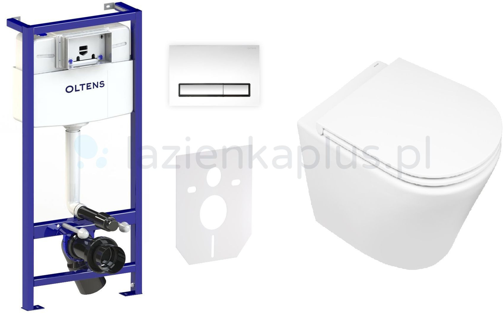 Zestaw Oltens Jog miska WC wisząca PureRim z powłoką SmartClean z deską wolnoopadającą Slim