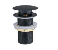 Ksuro 100 korek do umywalki klik-klak okrągły bez przelewu G1 1/4 czarny mat